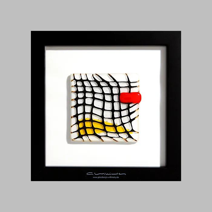 Gerahmtes Glasbild mit grafischem Motiv