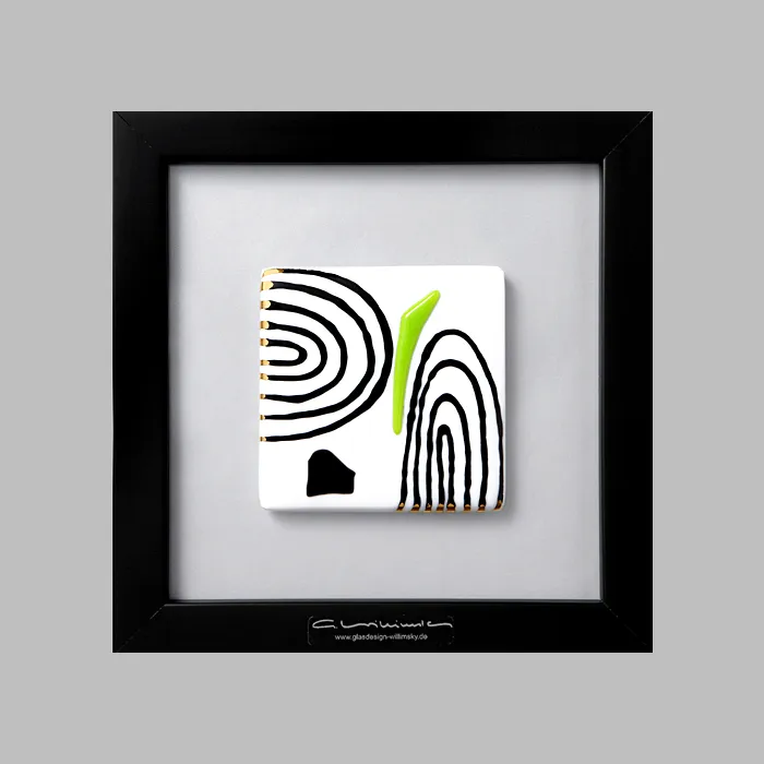 Gerahmtes Glasbild mit grafischem Motiv