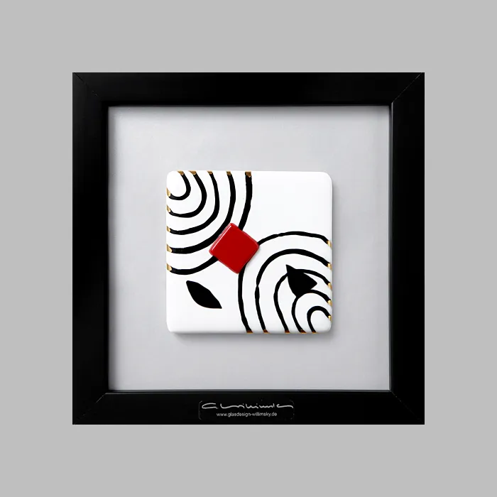 Gerahmtes Glasbild mit grafischem Motiv