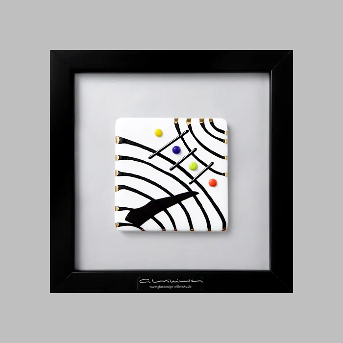 Gerahmtes Glasbild mit grafischem Motiv